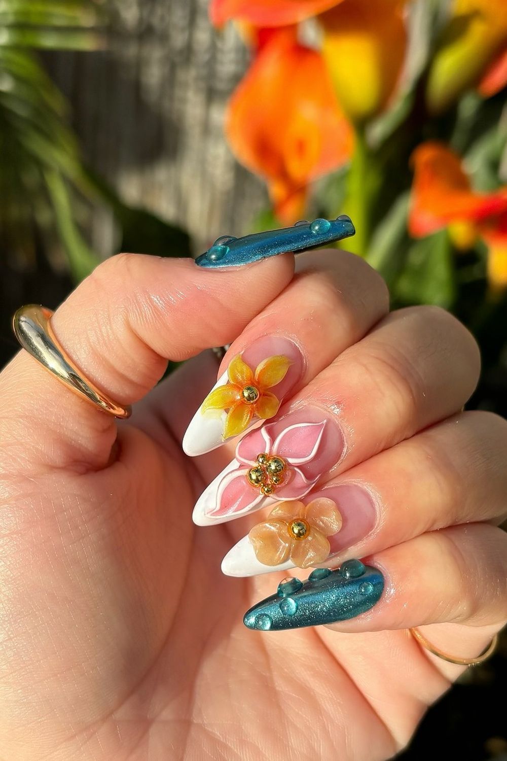 Want to find the best Summer Nails 2025 Ideas? Discover our full collection of 43 Summer Nail Ideas for 2025, including these beautiful 3D floral and water drop designs, and get inspired!