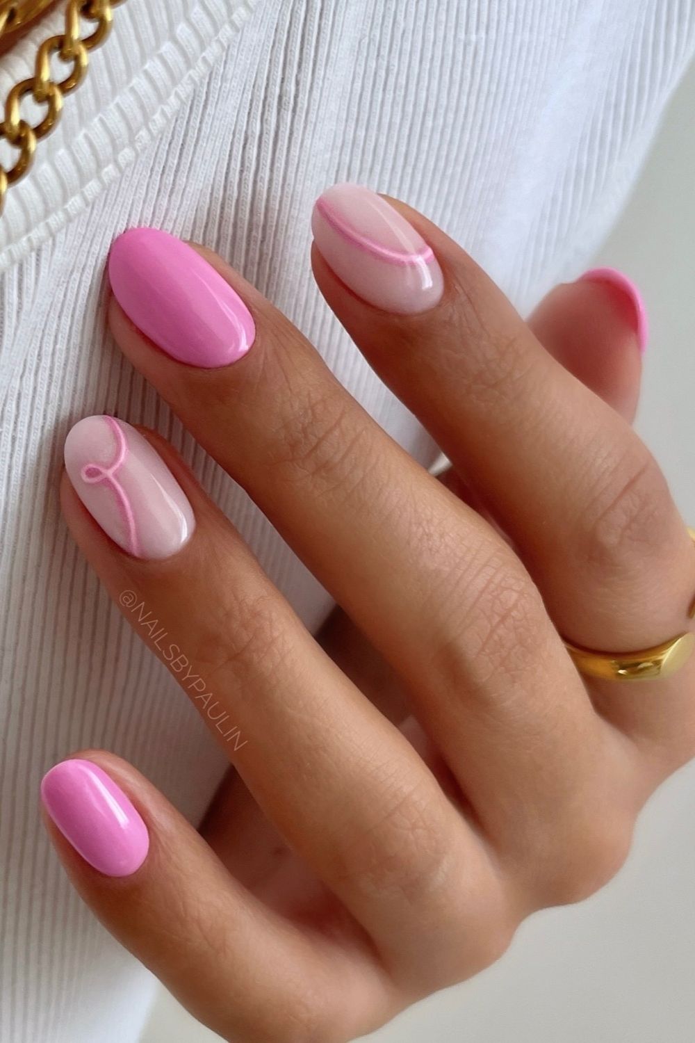 Dreaming of pink nails? Explore these chic pink line art oval nails for 2025!