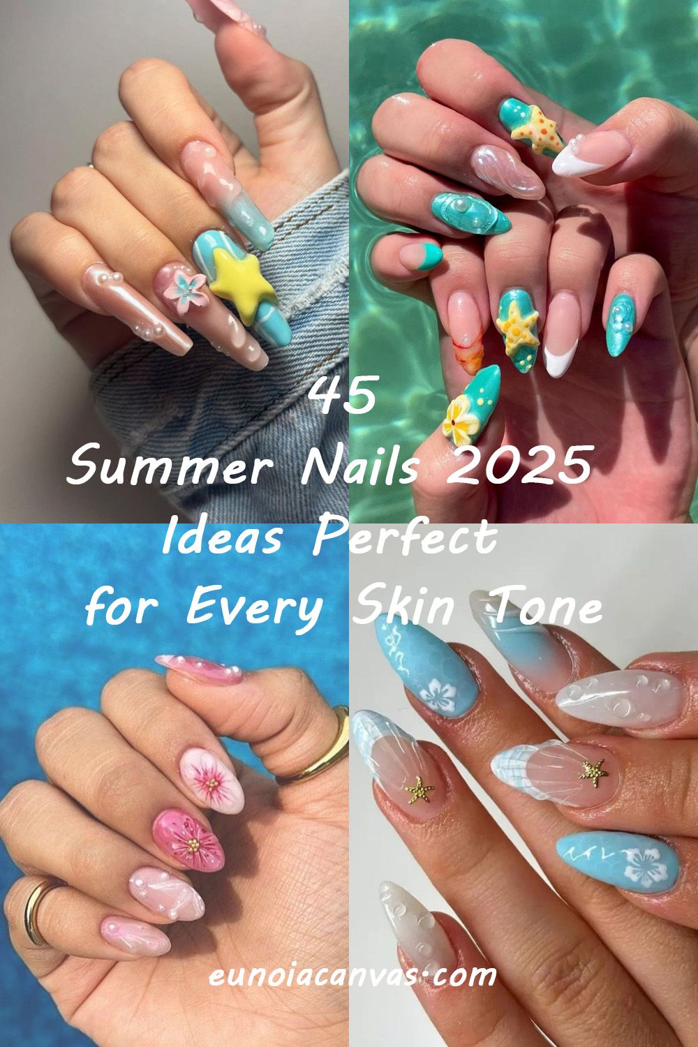 Want amazing summer nails for 2025? See this fun design with star and flower charms! Find your perfect nail look.